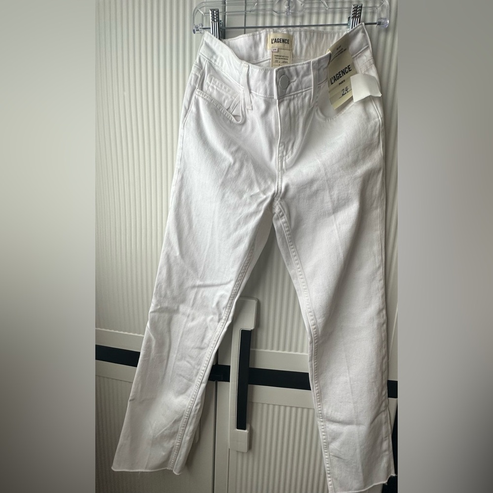 L’AGENCE Milana raw hem white jeans
